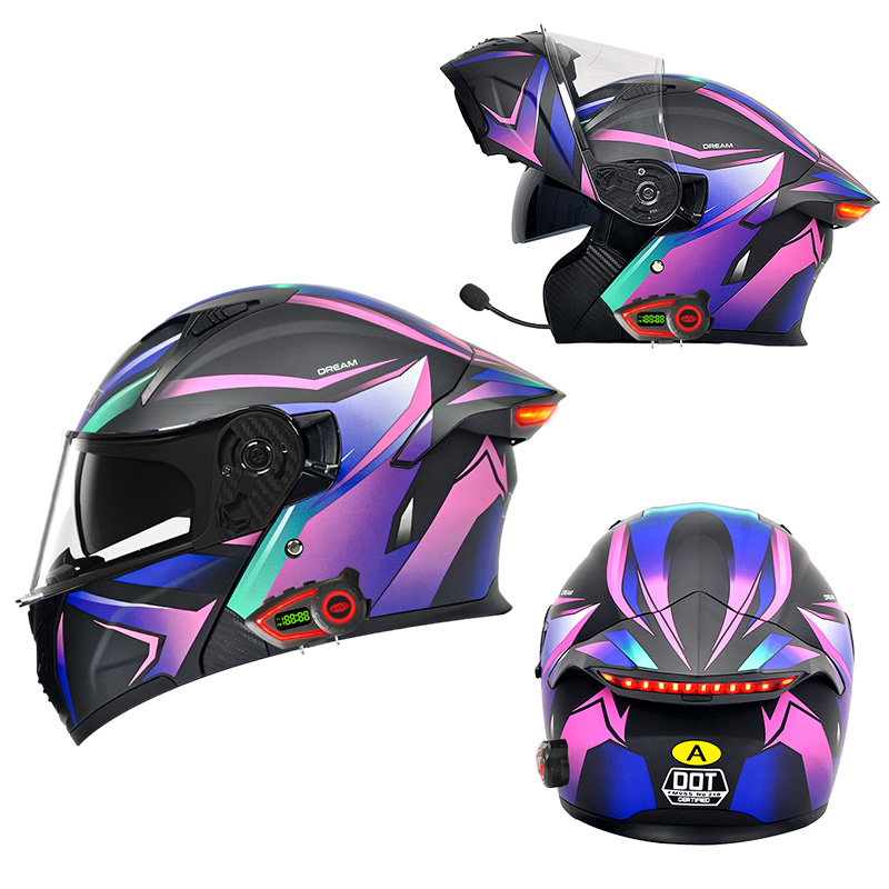 Full Face Motorcycle Helmet With Bluetooth - DOT motorhelmen met dubbele vizier, modulaire