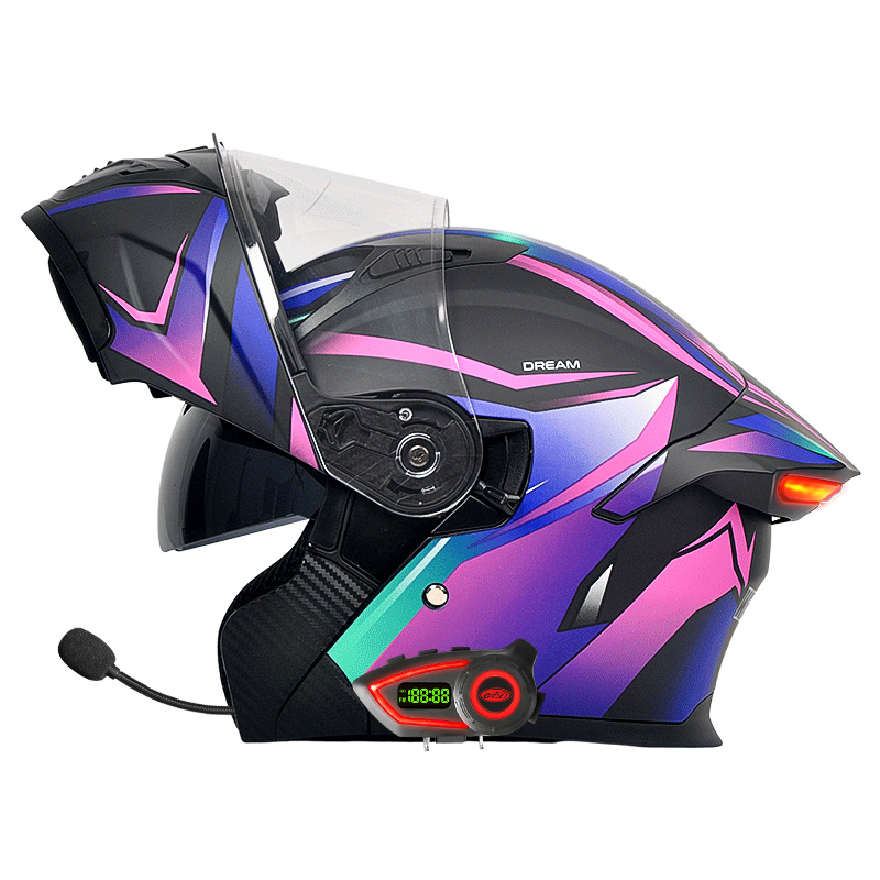 DOT motorhelmen met dubbele vi - Full Face Motorcycle Helmet With Bluetooth recensie en prijs
